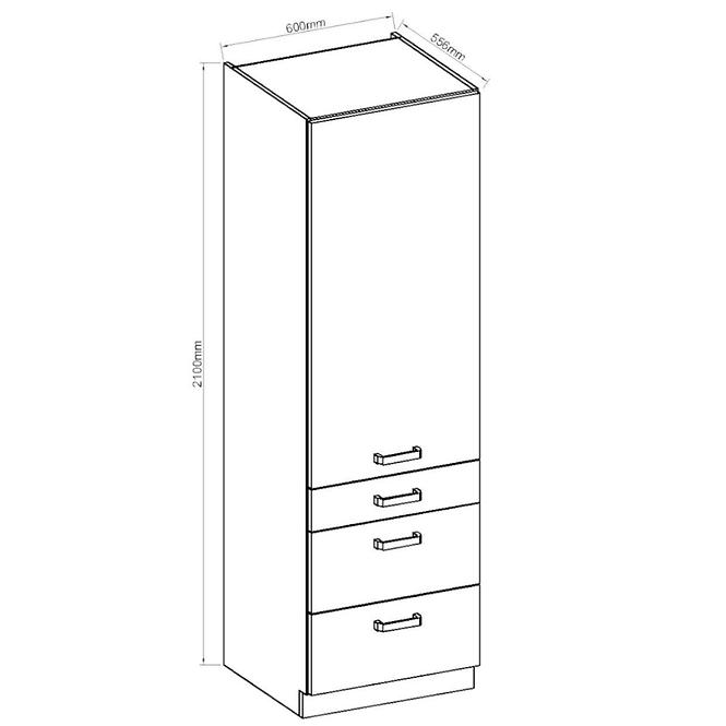 Konyha szekrény ARTISAN fényes fehér 60DKS-210 3S 1F,2