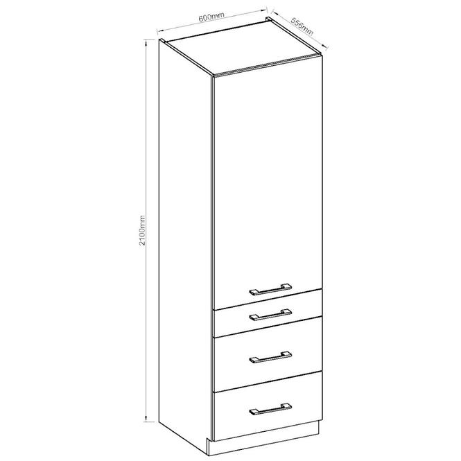Konyhaszekrény VIGO grafit mat 60DKS-210 3S 1F