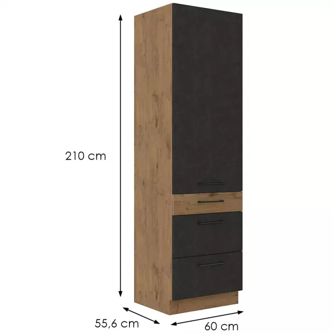 Konyhaszekrény VIGO grafit mat 60DKS-210 3S 1F