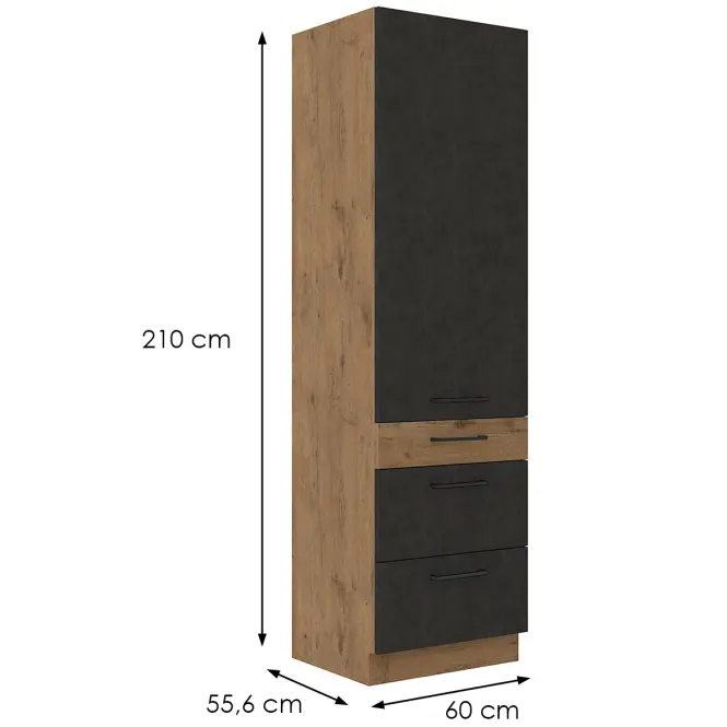 Konyhaszekrény VIGO grafit mat 60DKS-210 3S 1F,2