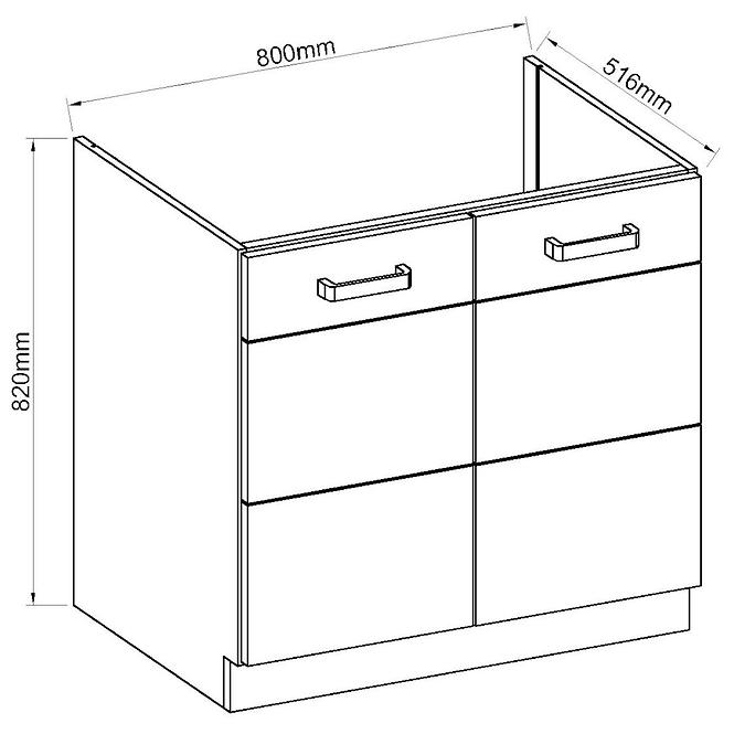 Konyhaszekrény ARTISAN fényes fehér 80ZL 2F BB,2