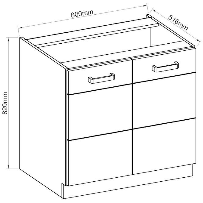 Konyhaszekrény ARTISAN fényes fehér 80D 2F BB,2