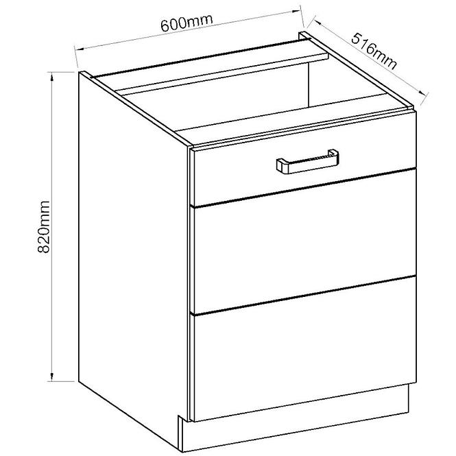 Konyhaszekrény ARTISAN fényes fehér 60D 1F BB,2