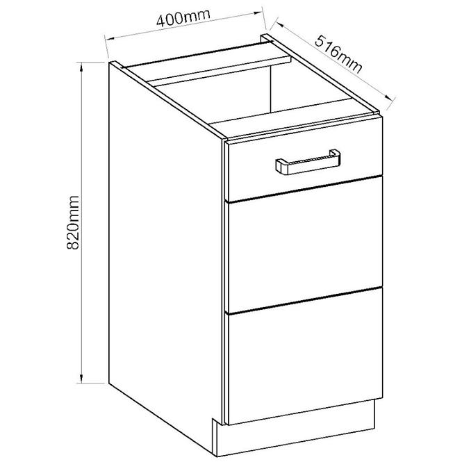 Konyhaszekrény ARTISAN fényes fehér 40D 1F BB,2