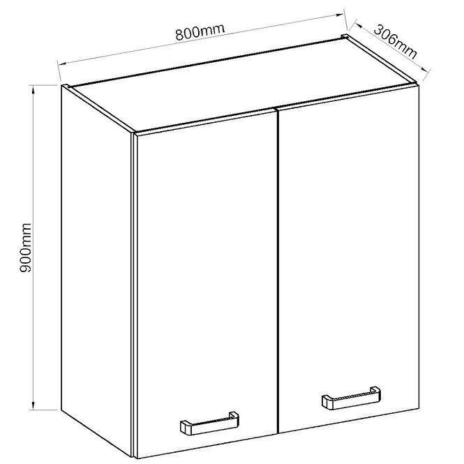 Konyhaszekrény ARTISAN fényes fehér 80G-90 2F