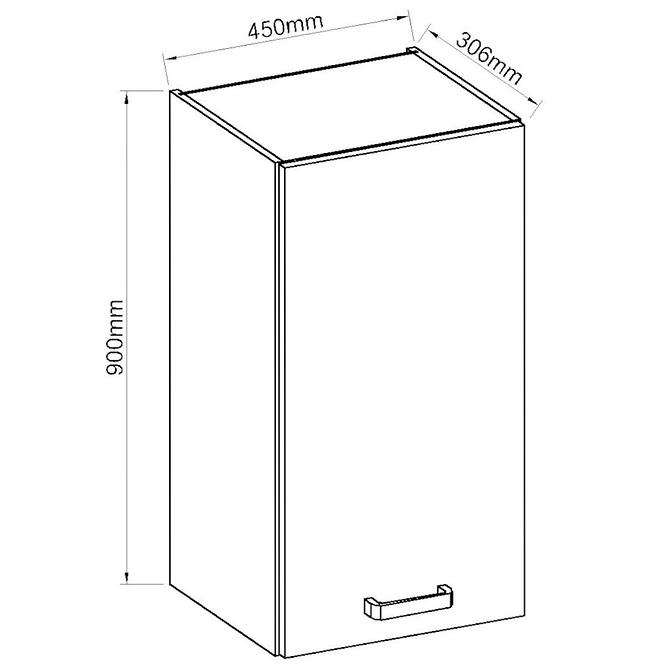 Konyhaszekrény ARTISAN fényes fehér 45G-90 1F,2