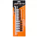 Lyukkulcs, Torx, 1 / 4˝, 35 mm TT 8/10/15/20/25/27/30, 3 / 8˝, 50 mm TT 40/45/47/50/55, 12. készlet db, Jufist
