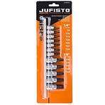 Lyukkulcs, Torx, 1 / 4˝, 35 mm TT 8/10/15/20/25/27/30, 3 / 8˝, 50 mm TT 40/45/47/50/55, 12. készlet db, Jufist