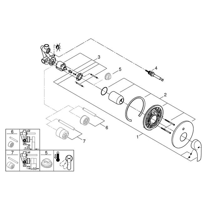 52GS 33305002 EUROSMART REJTETT BEÉPÍTÉSŰ KÁDKEVERŐ KÉSZLET,2