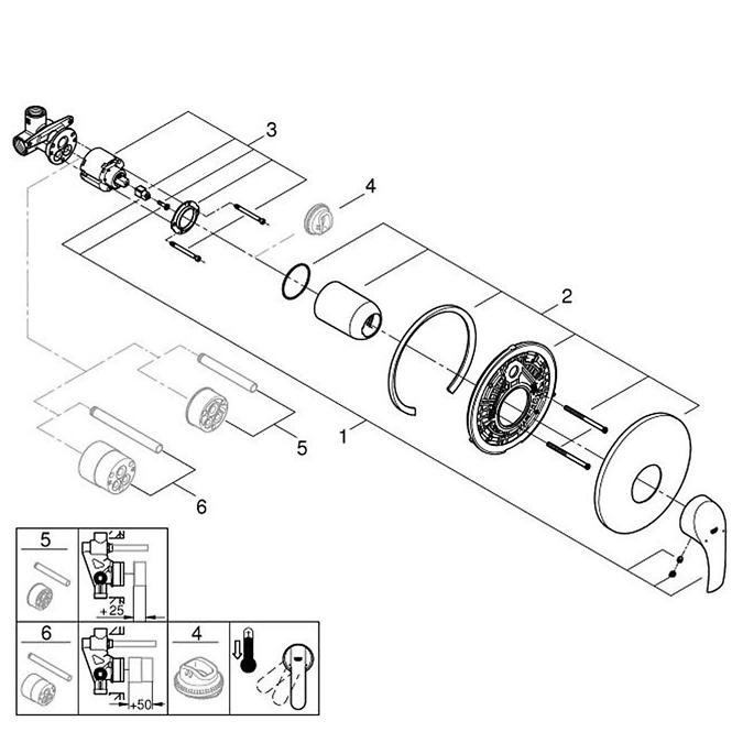 52GS 33556002 EUROSMART KÁDMIXER REJTETT BEÉPÍTÉSŰ KOMPLETT