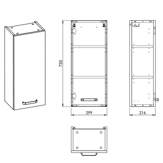 Szekrény fali Uno 30 1D white,2