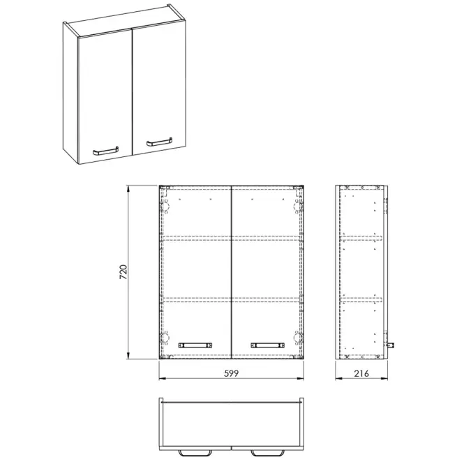 Szekrény fali Uno 60 2D white,2