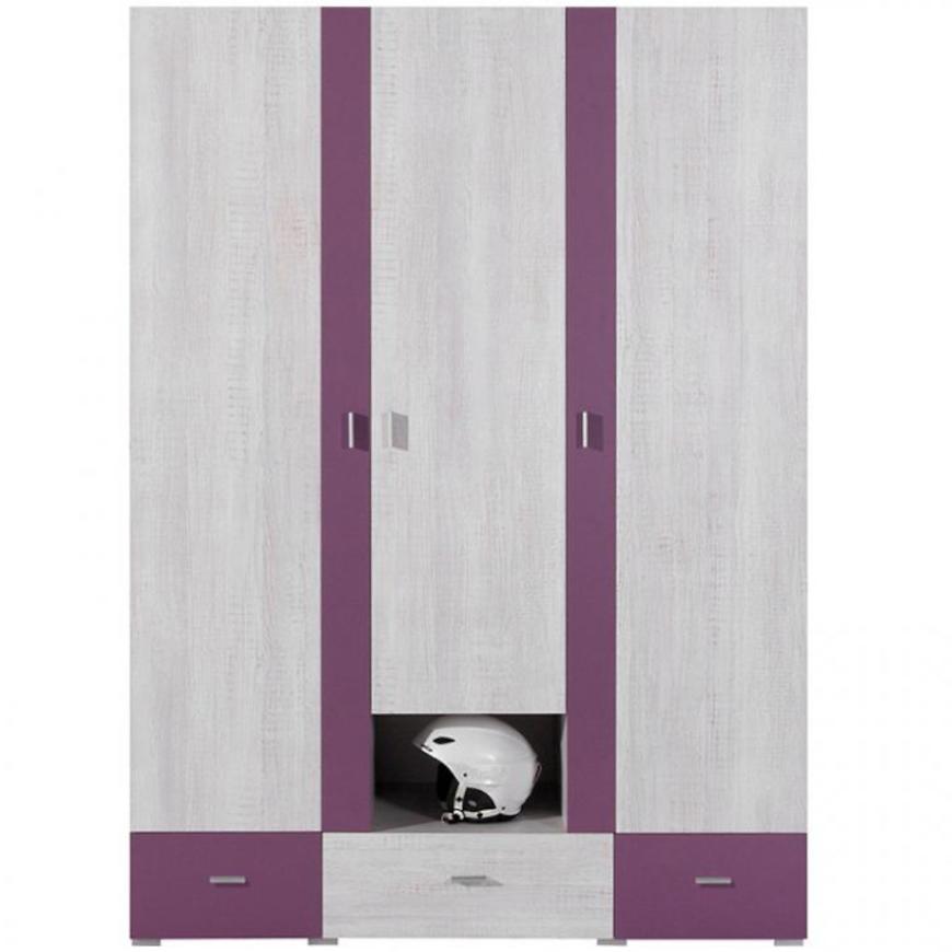 Szekrény Next NX-1 fenyő fehér/viola 140 cm