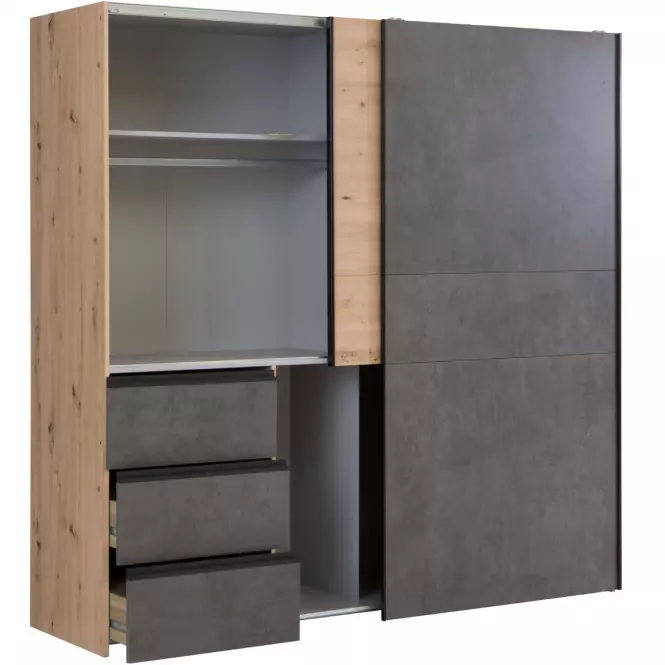 Szekrény Winn 2 200 cm  , tölgy Artisan/Beton,11