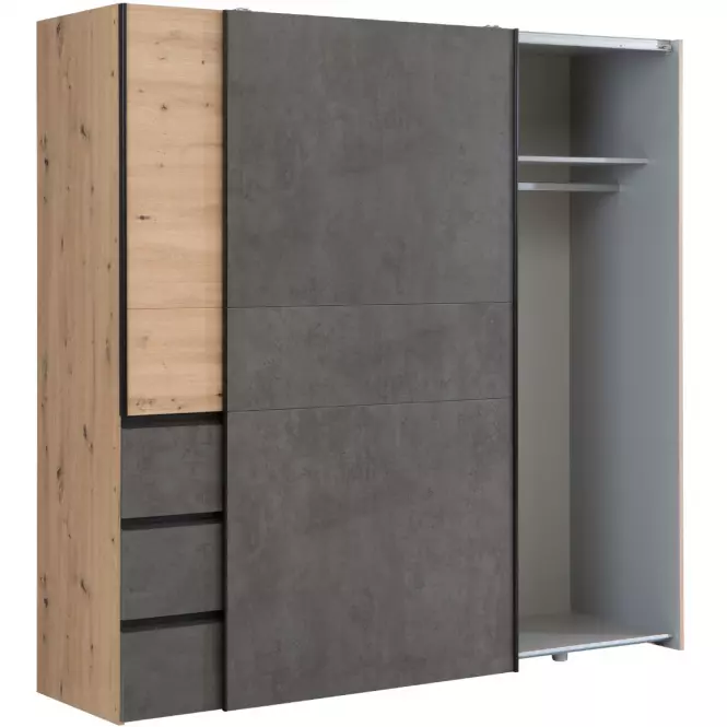 Szekrény Winn 2 200 cm  , tölgy Artisan/Beton,6