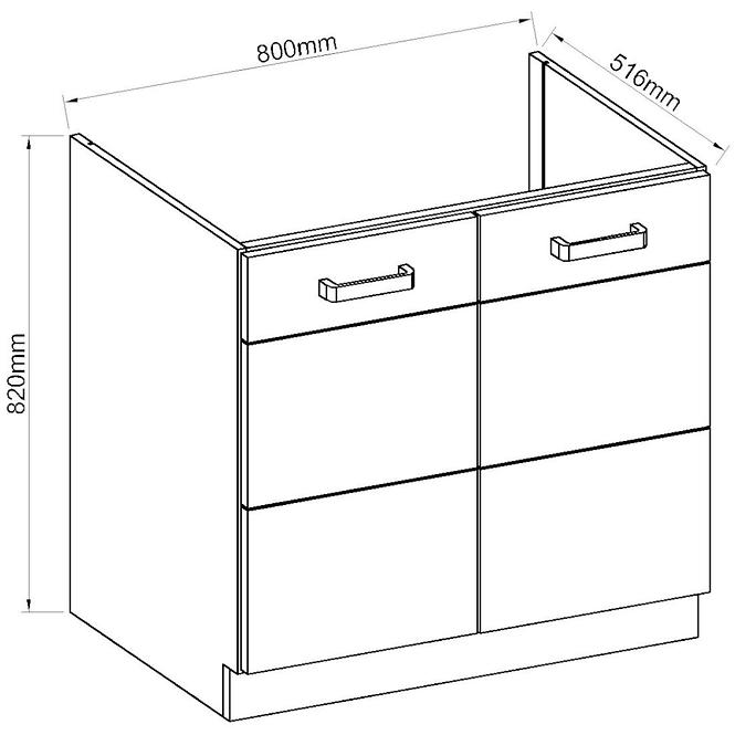 Konyhaszekrény ARTISAN fényes krém 80ZL 2F BB,2