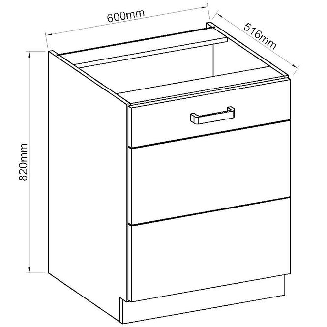 Konyhaszekrény ARTISAN fényes krém 60D 1F BB