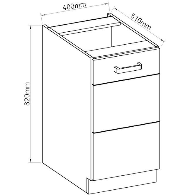 Konyhaszekrény ARTISAN fényes krém 40D 1F BB