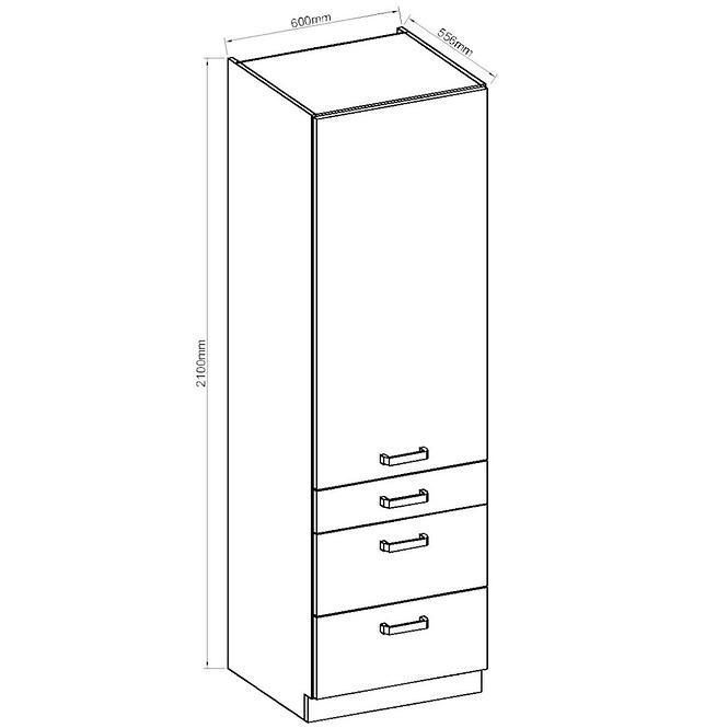 Konyhaszekrény ARTISAN fényes krém 60DKS-210 3S 1F