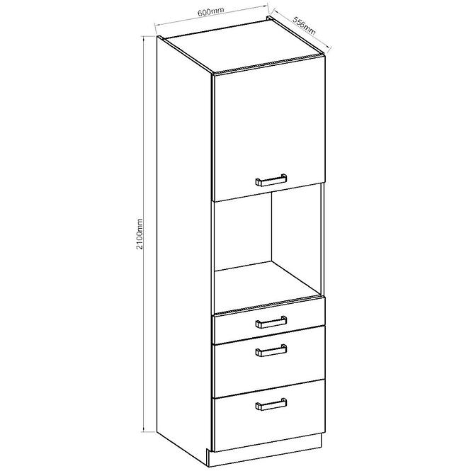 Konyhaszekrény ARTISAN fényes krém 60DPS-210 3S 1F
