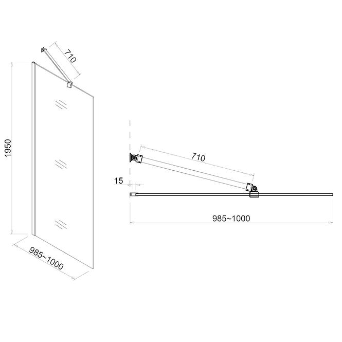 Zuhanyfal Walk-In RODE 100x195 CZ CHR