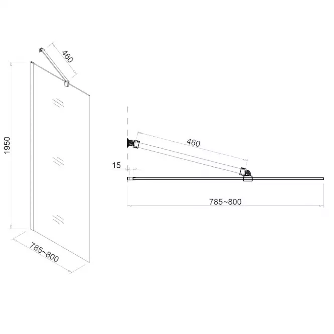 Zuhanyfal Walk-In Rode 80x195 CZ CHR