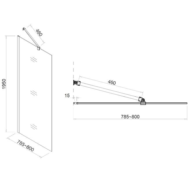 Zuhanyfal Walk-In Rode 80x195 CZ CHR
