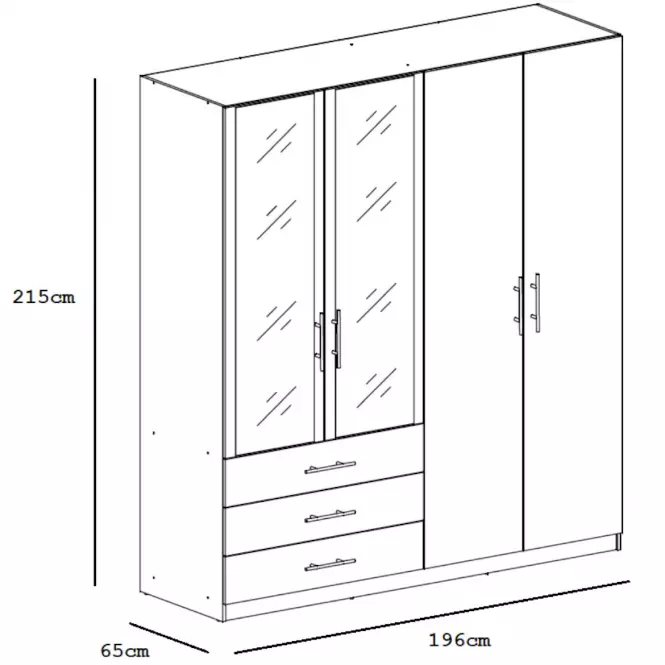 Szekrény Pekin D4 196 cm tölgy wotan/tükör,4