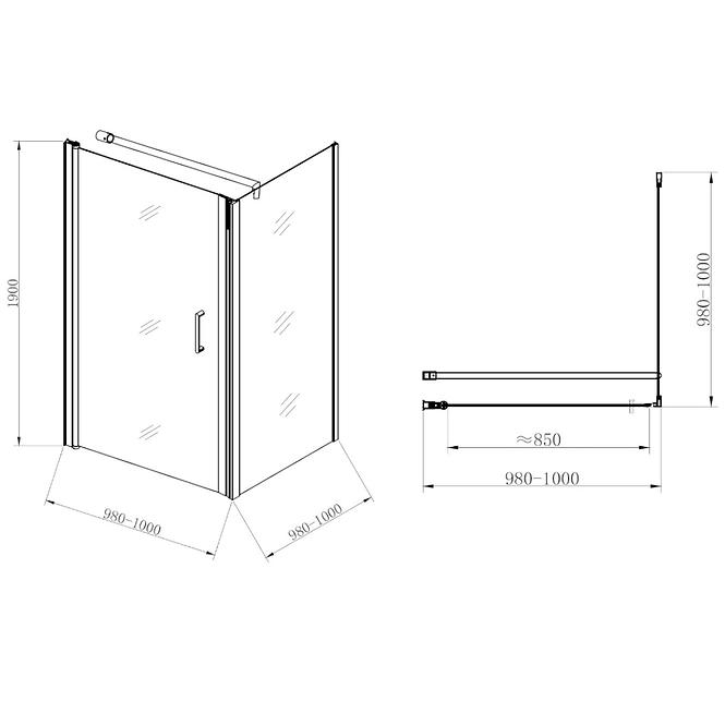 Zuhanykabin Atena 100x100x190 króm