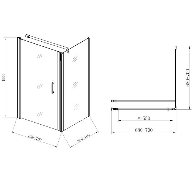 Zuhanykabin Atena 70x70x190 króm