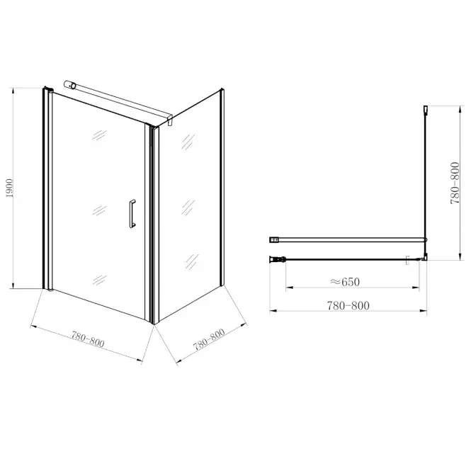 Zuhanykabin Atena  80x80x190 króm