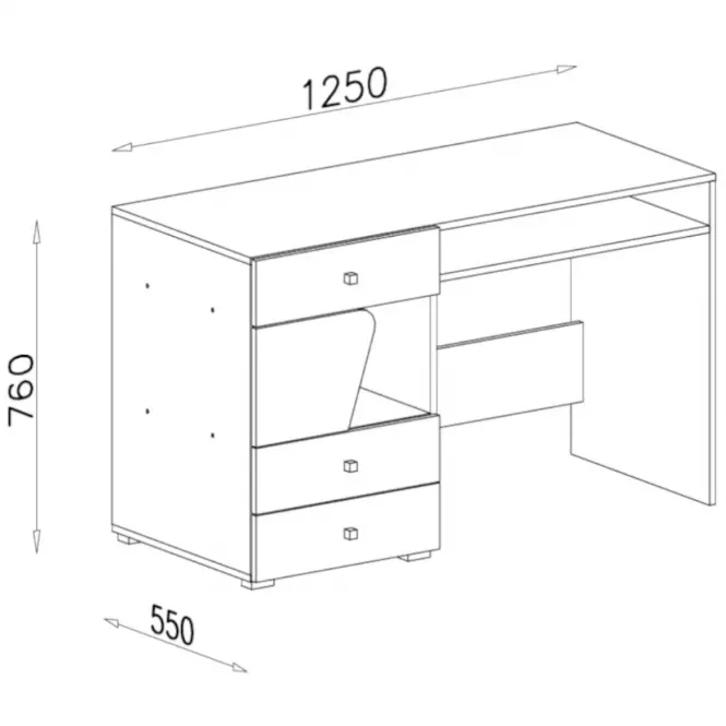 Íróasztal Delta 125 DL9 tölgy/antracit,3