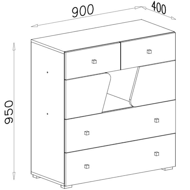 Komód Delta 90 DL10 tölgy/antracit