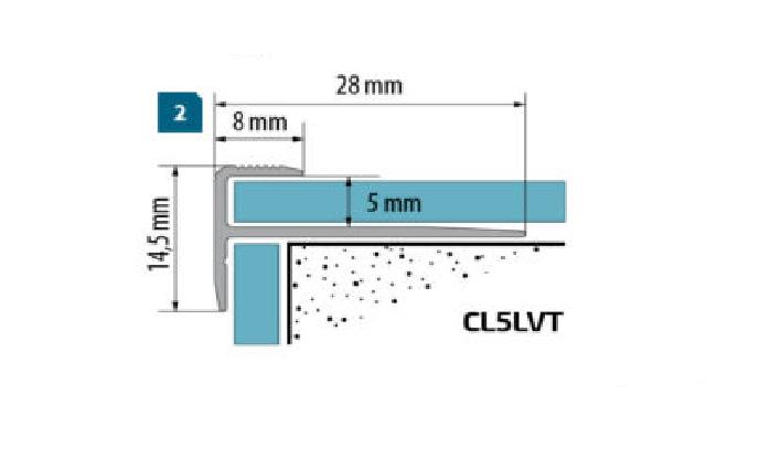 Profil  LVT panelhez lepcsős CL 5mm 1,35m, ezüst