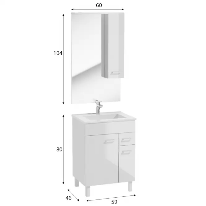 Fürdőszoba bútor készlet Catania D60 L1722 DSM 3D1S,2