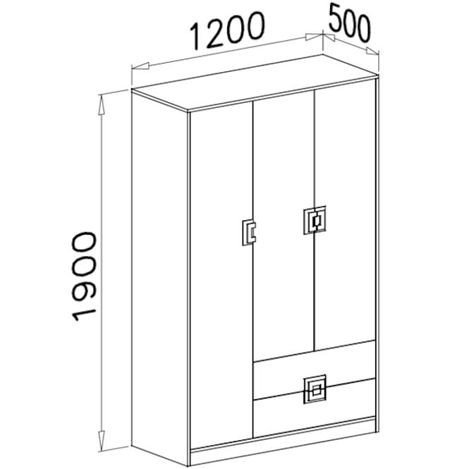 Szekrény Nico 120 fehér/fényes tölgy nr-3