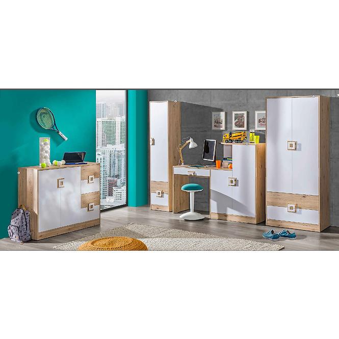 Fali polc Nico 120 fehér/fényes tölgy nr-13,4