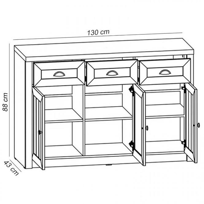 Komód Prowansja K3SP Andersen fenyő / Lefkas tölgy
