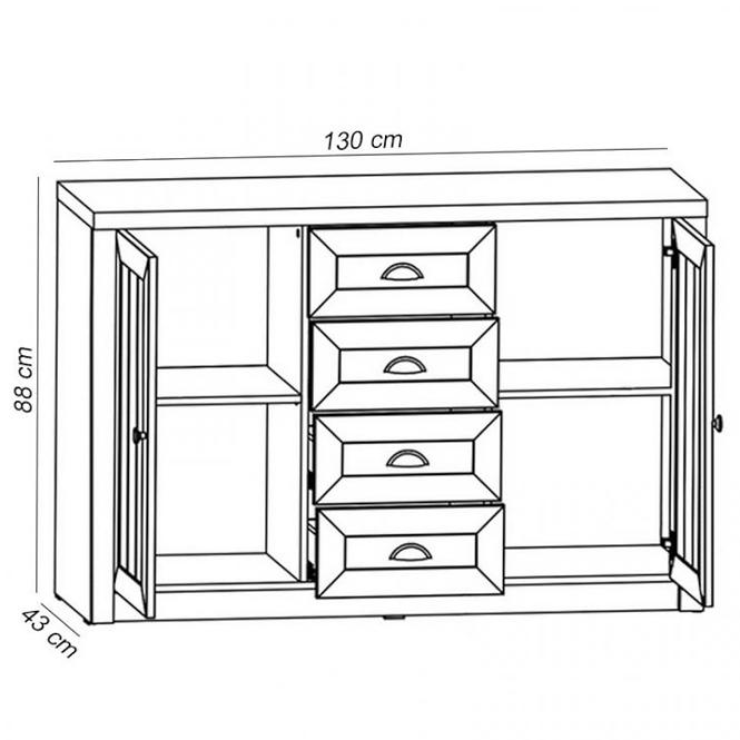 Komód Prowansja K4S fenyő  andersen / sötétbarna sötét