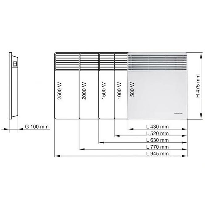 Elektromos konvektorok T17 -500 W - IP24