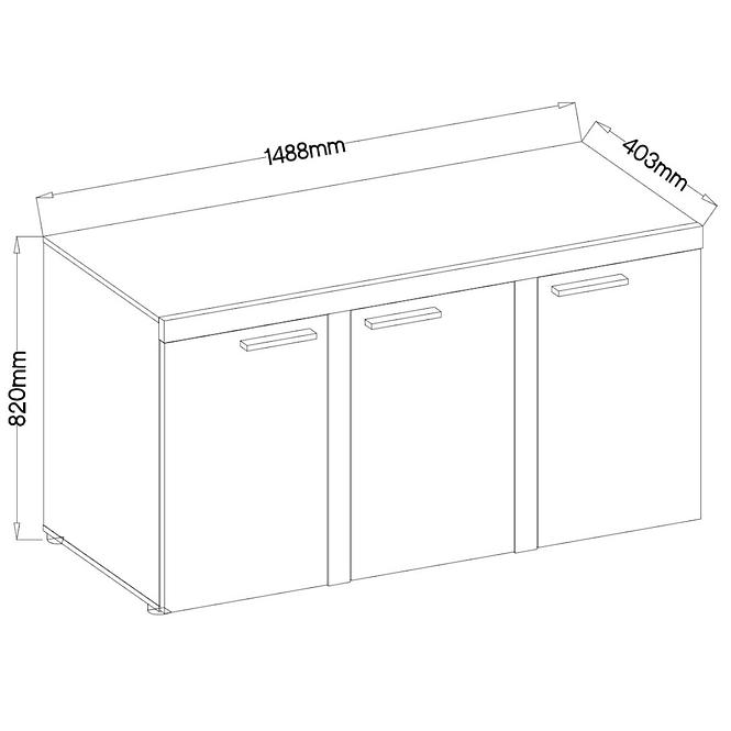 Komód Rumba 3F beton,2