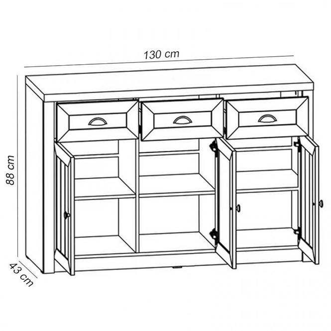 Komód Prowansja K3S Andersen fenyő / Lefkas tölgy