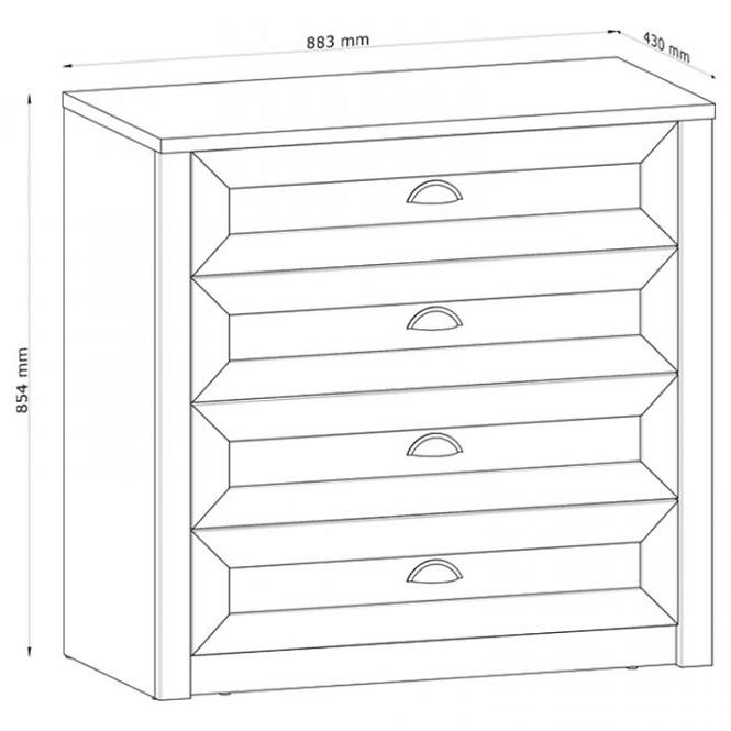 Komód Prowansja K4 Andersen fenyő / Lefkas tölgy