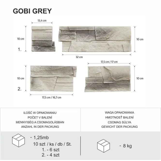 Csempe dekoratív sarok Gobi 1 Gray csomag=1 mb,6