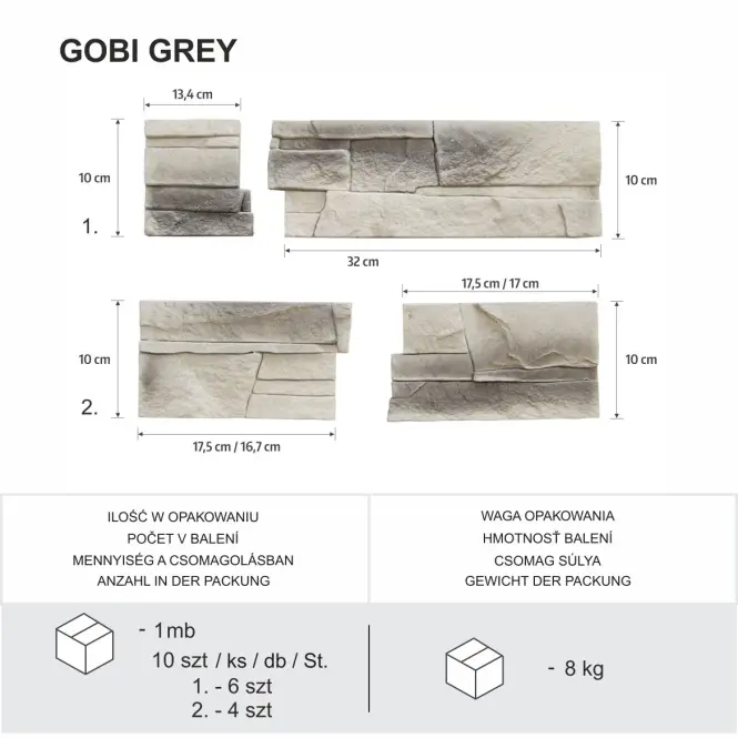 Csempe dekoratív sarok Gobi 1 Gray csomag=1 mb