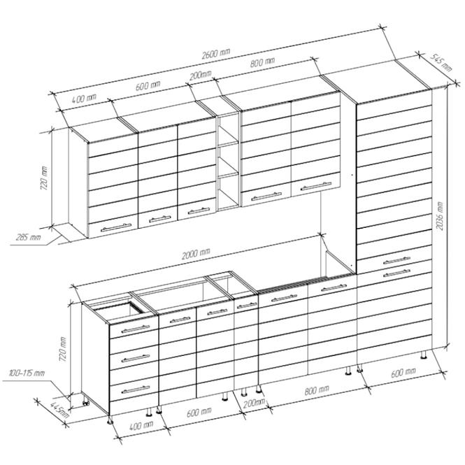 Konyhabútor Daria MDF 260cm