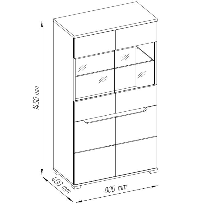 Vitrin Vincent C 2D üveg,3