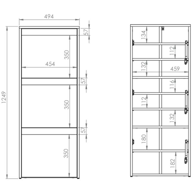 Cipősszekrény 125X50 HYGA05 hó fenyő