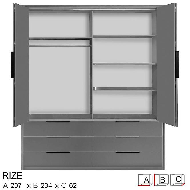Szekrény Rize szürke/szürke fényes