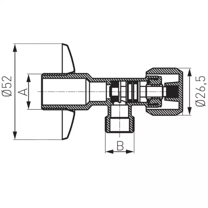 Sarokszelep 1/2” x 3/4”  rozetta,2